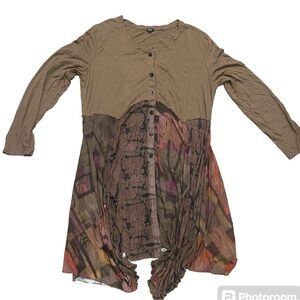 Shana Apparel Woman's Crinkle Long Duster Shirt Dress Size Large